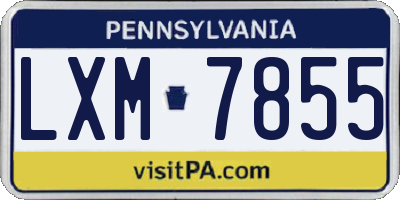 PA license plate LXM7855
