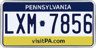 PA license plate LXM7856