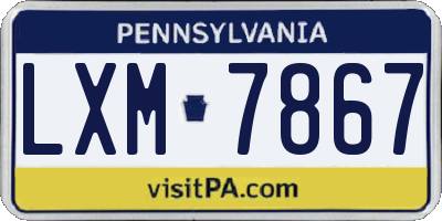 PA license plate LXM7867