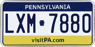 PA license plate LXM7880