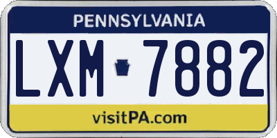 PA license plate LXM7882