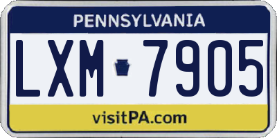 PA license plate LXM7905