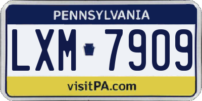 PA license plate LXM7909