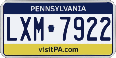 PA license plate LXM7922