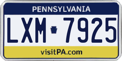 PA license plate LXM7925