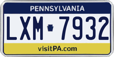 PA license plate LXM7932