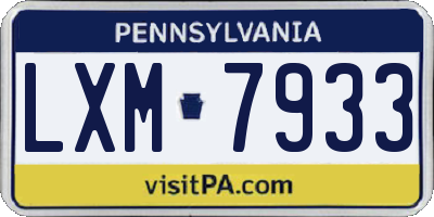 PA license plate LXM7933