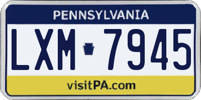 PA license plate LXM7945