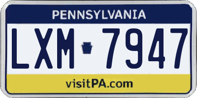 PA license plate LXM7947