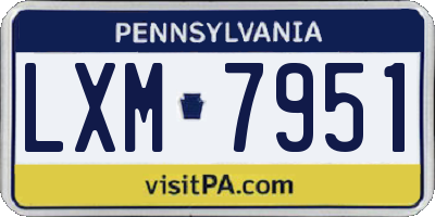 PA license plate LXM7951