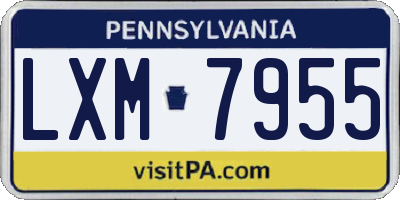 PA license plate LXM7955