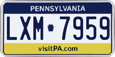 PA license plate LXM7959