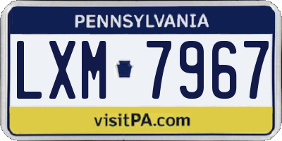 PA license plate LXM7967