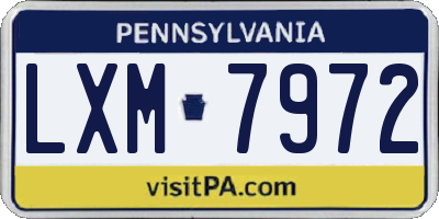 PA license plate LXM7972