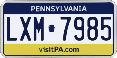 PA license plate LXM7985