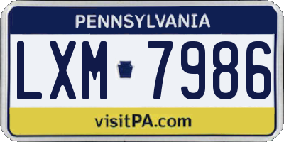 PA license plate LXM7986