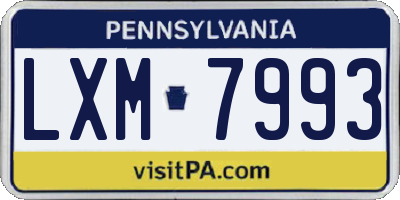 PA license plate LXM7993
