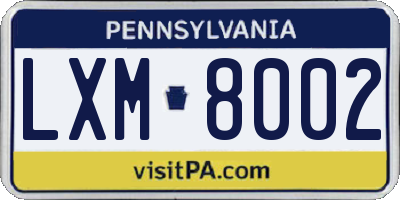 PA license plate LXM8002