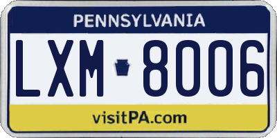 PA license plate LXM8006