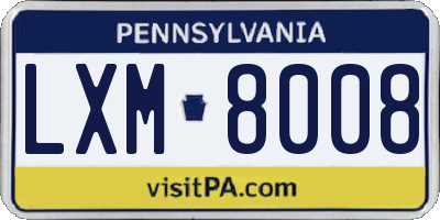 PA license plate LXM8008