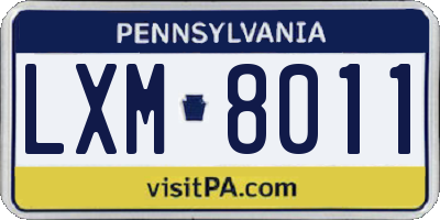 PA license plate LXM8011