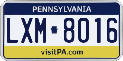 PA license plate LXM8016