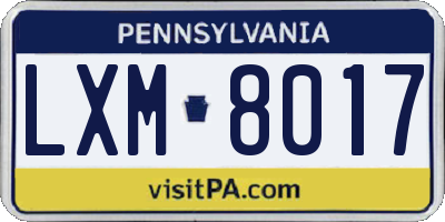 PA license plate LXM8017