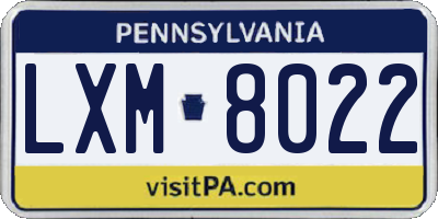 PA license plate LXM8022