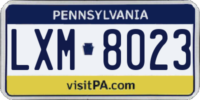 PA license plate LXM8023