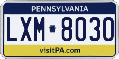 PA license plate LXM8030