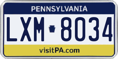 PA license plate LXM8034