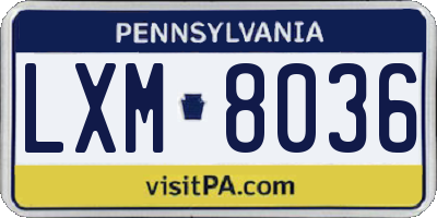 PA license plate LXM8036