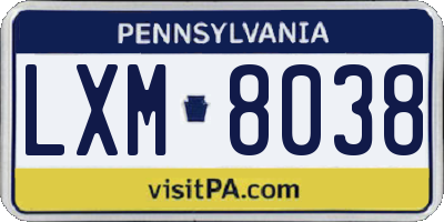 PA license plate LXM8038