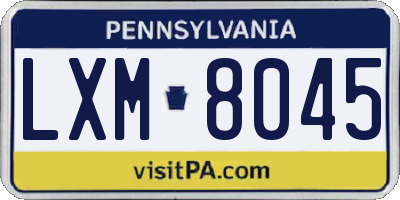 PA license plate LXM8045