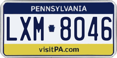 PA license plate LXM8046
