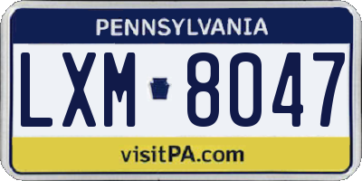 PA license plate LXM8047