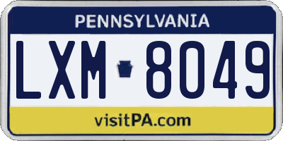 PA license plate LXM8049