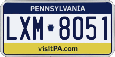 PA license plate LXM8051