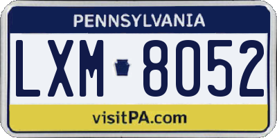 PA license plate LXM8052