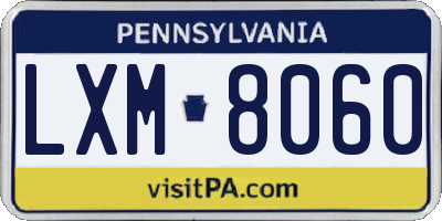 PA license plate LXM8060