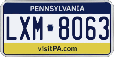 PA license plate LXM8063