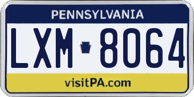 PA license plate LXM8064
