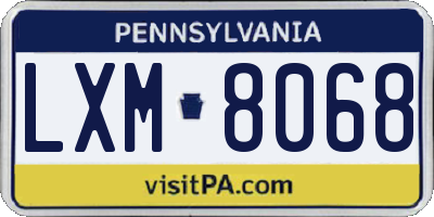 PA license plate LXM8068