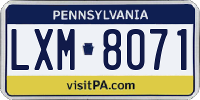 PA license plate LXM8071