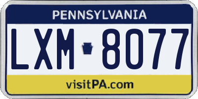 PA license plate LXM8077
