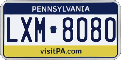 PA license plate LXM8080