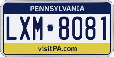 PA license plate LXM8081