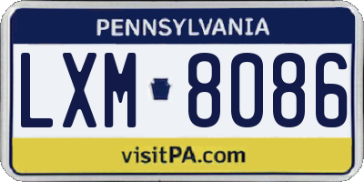 PA license plate LXM8086