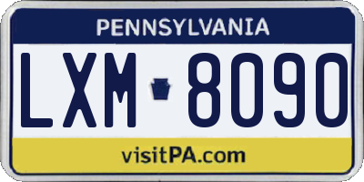 PA license plate LXM8090