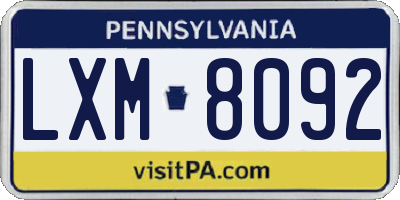 PA license plate LXM8092